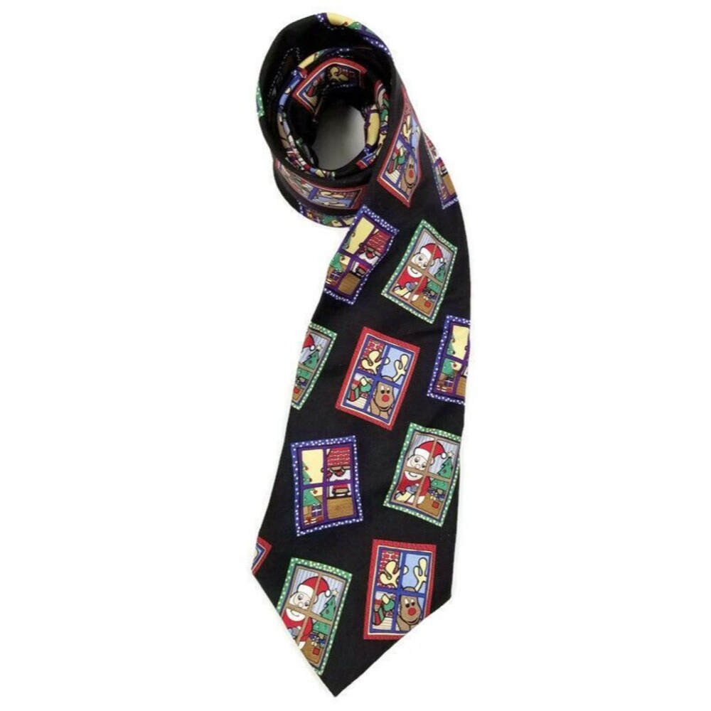 Save the Children randa corp Christmas Santa Reindeer Fireplace Mens Tie 58 x 4